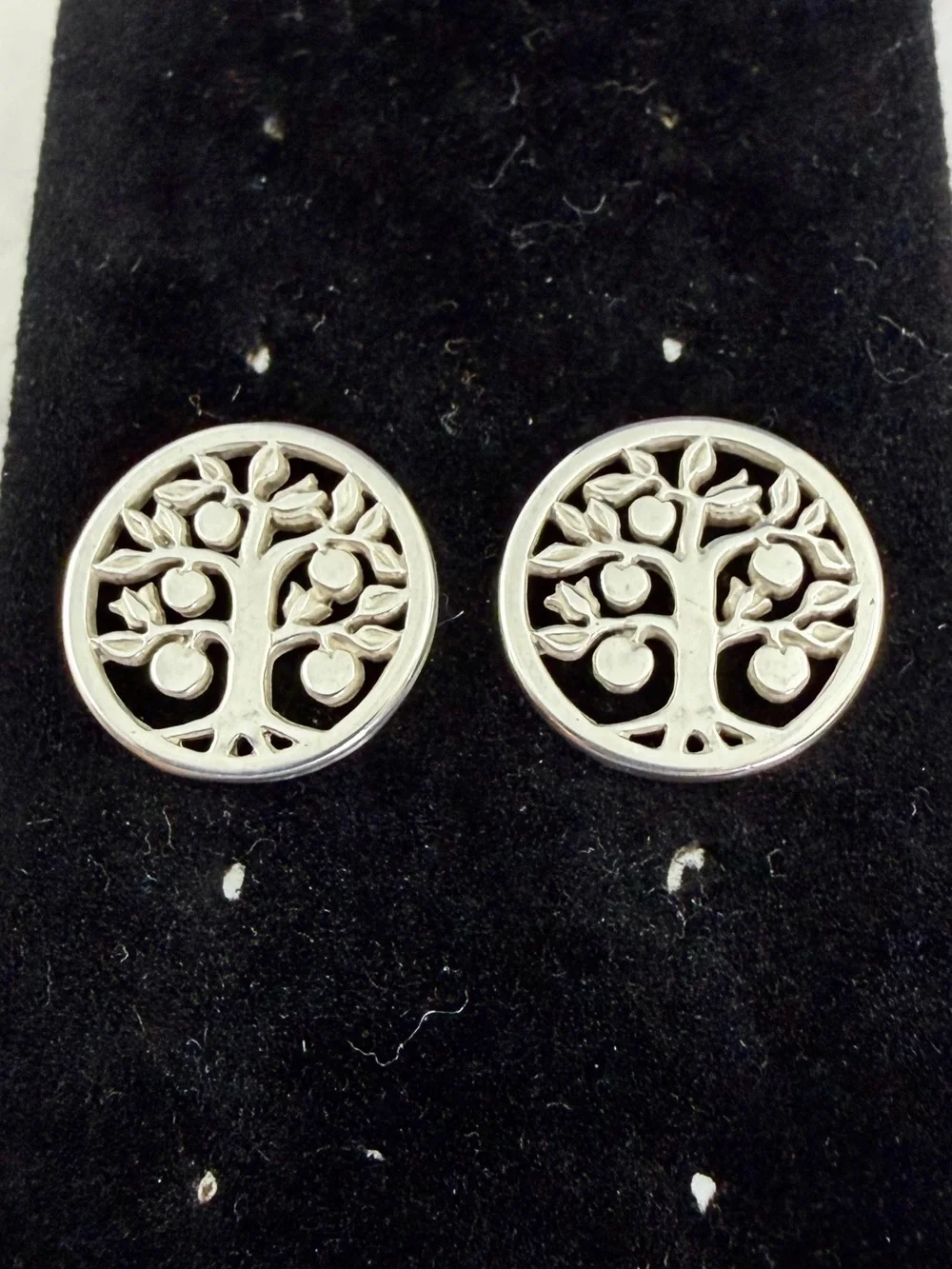 JAMES AVERY Sterling Silver Tree Of Life Circle Stud Post Earrings; RETIRED
